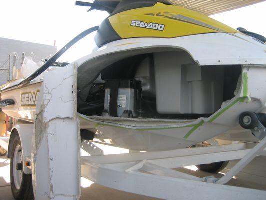 This is a picture of a J A Fiberglass jet ski repair that i had show him of my work, i have some of finished work.