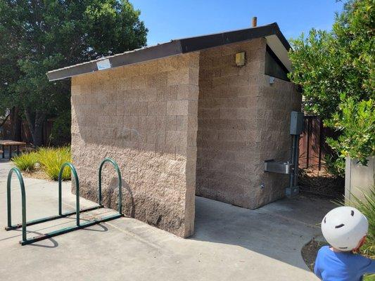 Bathroom and bike rack