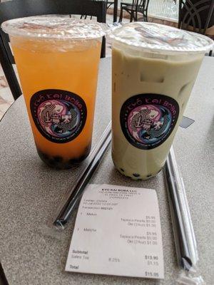 Melon & Matcha Boba Tea.