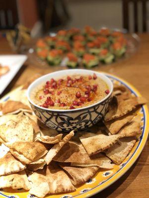 Smoky baba ganoush with dukkah spiced pita chips