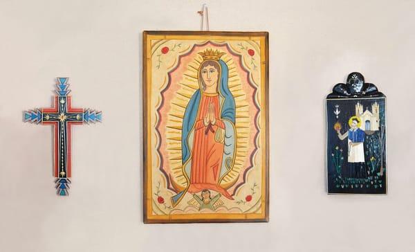 We also exhibit Hispanic devotional arts by local artists including Adan Carriaga and Charlie Sanchez.