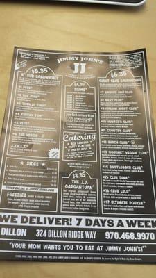 The 4th menu from Jimmy Johns showing $6.35 for club sandwiches...