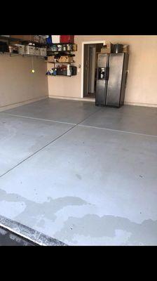 This is the after results on a steam cleaning garage concrete cleaning