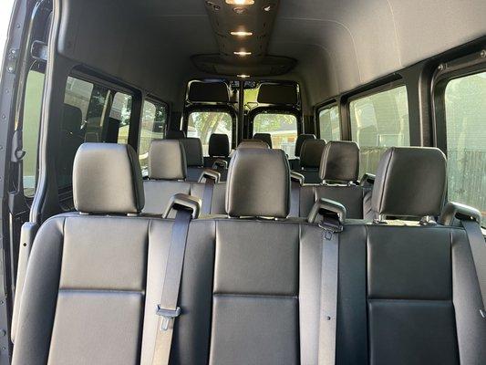 Interior Seating area of Mercedes-Benz Sprinter Van