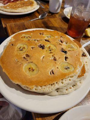 One order of pancakes includes two huge fluffy ones, yummy banana walnut here