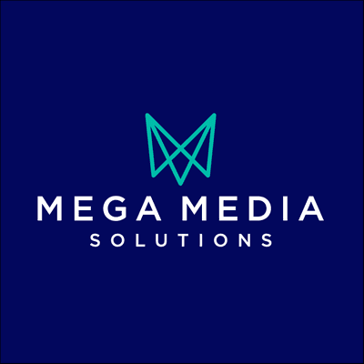 Mega Media Solutions Logo (Blue Background)