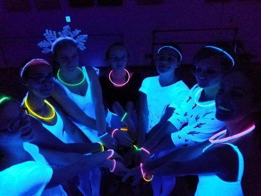 Blacklight dance events in our studio