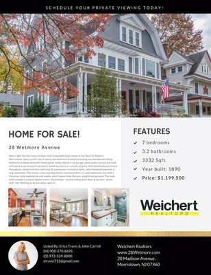 Just listed in Morristown, NJ! Open Sunday November 18th 1-4