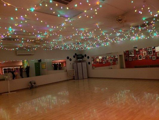 The dance floor, currently empty.