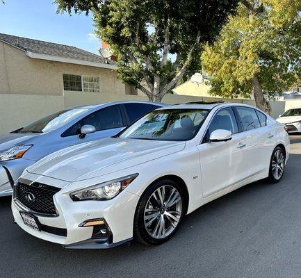 Infinity Q50 exterior wash, clay, and wax