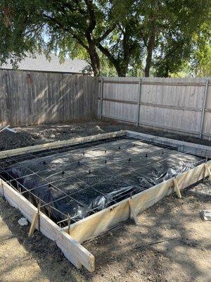 Shed foundation prep ready for inspection