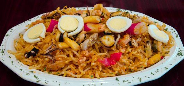 Pancit malabon with seafood