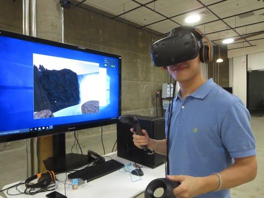 Trying out the HTC Vive in the Future Experiences lab.