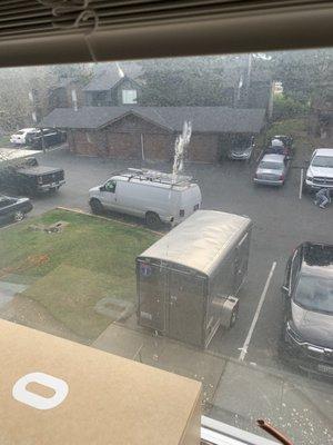 People using the limited parking spaces to hold their personal trailers and trucks parking behind other peoples cars.