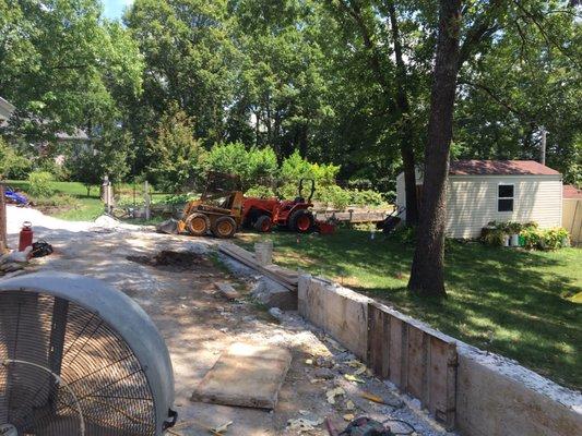 Wall for patio in process