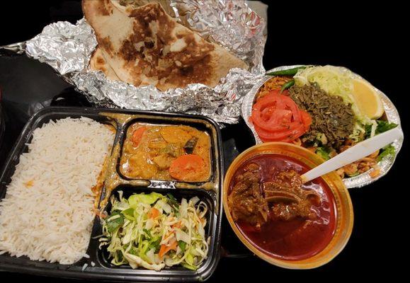 Lamb curry combo and Tea leaf salad