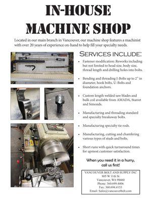 Did you know we have our own in-house machine shop?