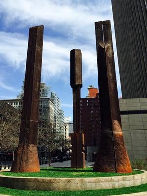 Beverly Pepper; Manhattan Sentinels; 1996; 36' to 39' high; cast iron