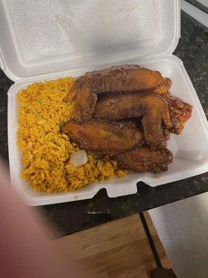 Sticky wings & rice