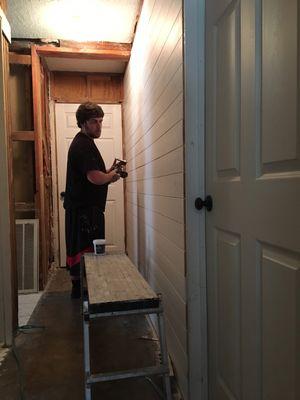 Shiplap walls and install doors