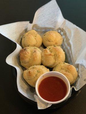 Garlic Knots with a side of marinara sauce