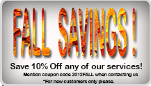 Save 10% off any of our services, when you like us on Facebook and mention this coupon.