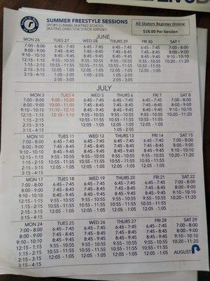 Summer freestyle schedule 2023