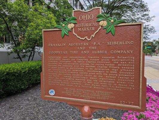 Franklin Augustus "F. A." Seiberling Historical Marker, Akron