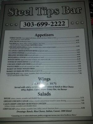 Front of the Menu