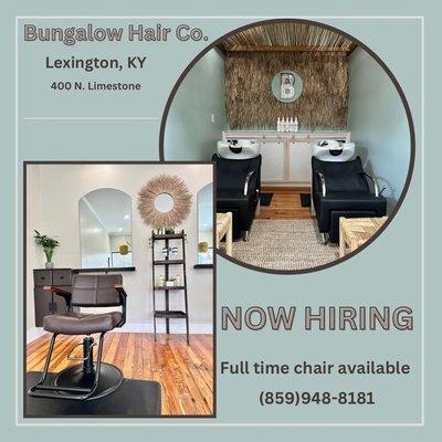 *NOW HIRING*
 
 -Full time stylist
 -Booth rent
 -2 yr experience 
 -Amenities