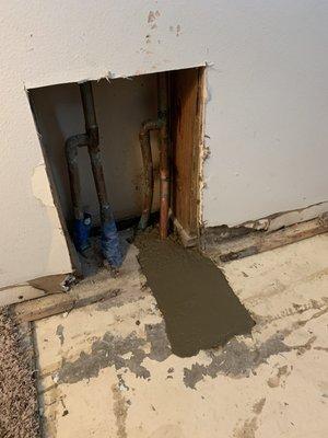 Slab leak repair completed