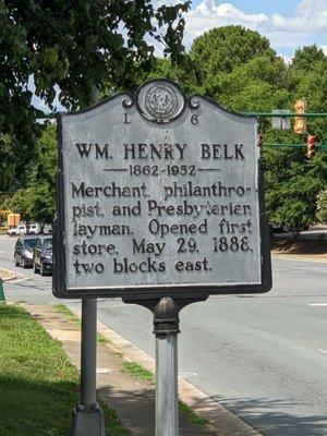 William Henry Belk Historical Marker, Monroe