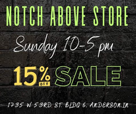 Sunday, November 26th, 10am-5pm save an additional 15% OFF of your purchases!!