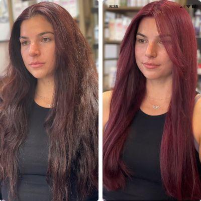 Color correction from black to this  beautiful burgundy