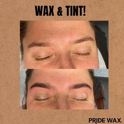 Book your eyebrow wax+tint with us!