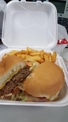 Cheeseburger and fries..