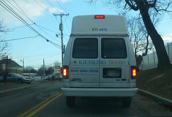 Unsafe driver on Temple St in Framingham, around 2pm on December 31, 2014.