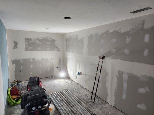 Basement drywall and texture.