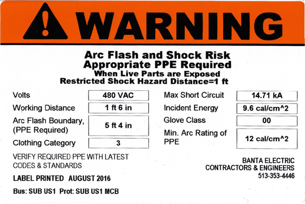 Electrical Engineering-Arc Flash Study-Arc Flash Label-NFPA 70E, OSHA, NEC