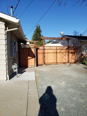 front view of the new fence/gates and top finish