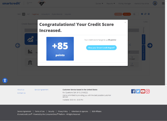 Credit Score Increased 85 Points