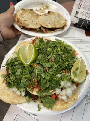 Mulita de asada & al pastor. Tacos de asada and al pastor