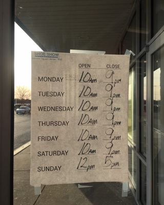 Store hours as posted February 2024