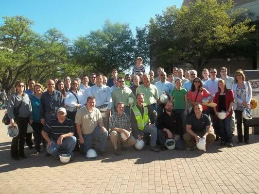 Our employees on a field trip to Texas A&M University to see the constructed work our engineers designed.