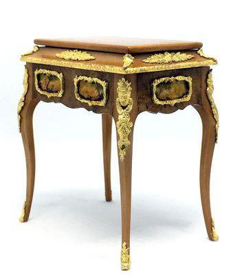 Napoleon III Gilt Bronze Mounted Amboyna, Satinwood and Marquetry Work Table