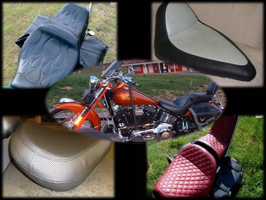 Motorcycle seats recovered and tailored to your needs, including gel pads