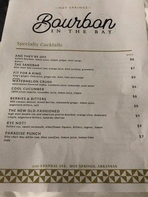 Drink menu