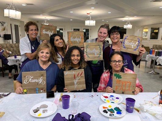 Office paint night for Nancy and Dee's birthday!