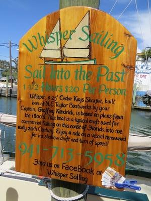 Whisper Sailing's sign.