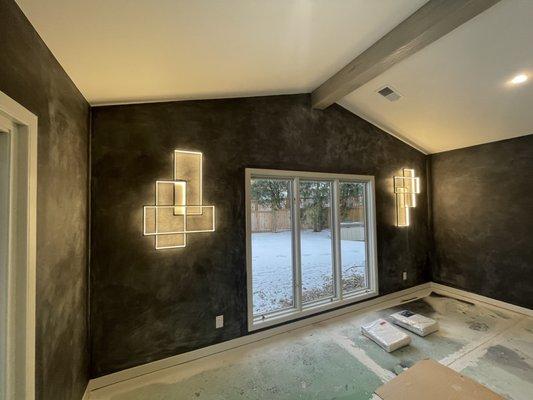 Custom wall painting in a beautiful home that is being remodeled.